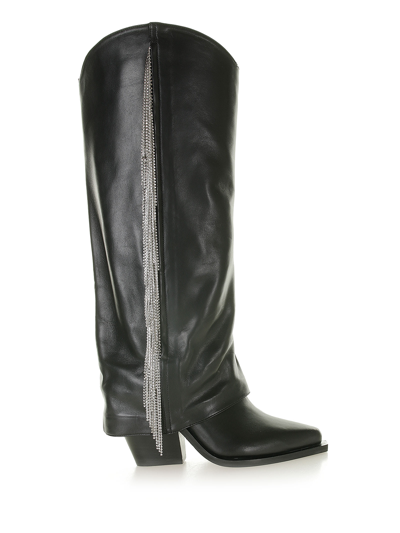 Le Silla Jewel 110mm Leather Boots In Nero