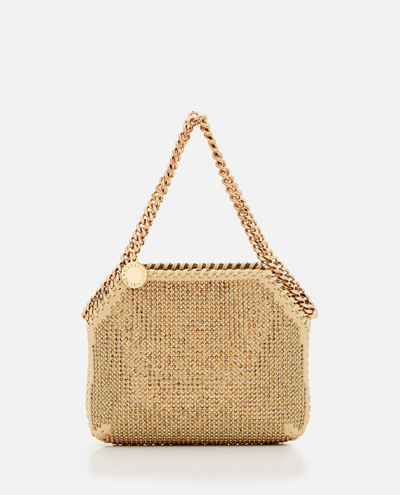 Stella Mccartney Mini All Over Crystals Shoulder Bag In Golden