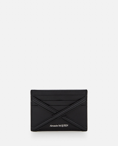 Alexander Mcqueen Leather Card Holder The Harness In Black