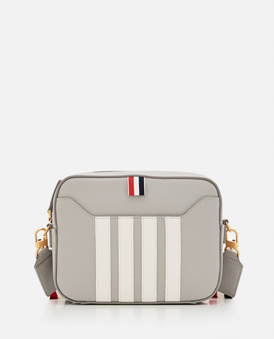Thom Browne Small Leather Camera Bag In Grey