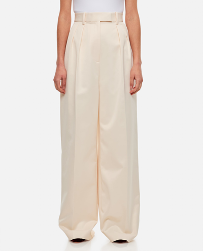 Khaite Teyana High Waisted Pleated Trousers In White