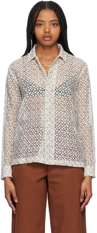 Bode Man Two-tone Lace Petal Shirt In Multicolor