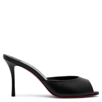 Christian Louboutin Me Dolly 85 Black Leather Mules In Black/lin Black