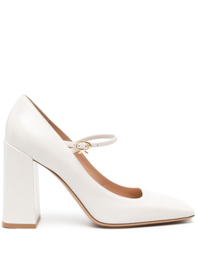Gianvito Rossi Leather Mary Jane Block-heel Pumps In White