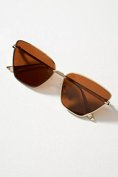 By Anthropologie Wire Cat-eye Sunglasses In Gold