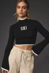 YEAR OF OURS SKI MOCK-NECK BELL-SLEEVE CROPPED SWEATER