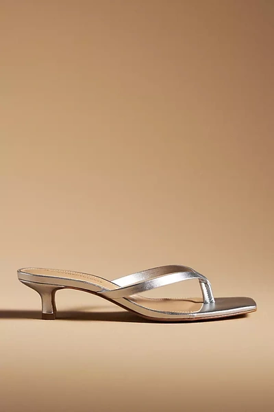 By Anthropologie Thong Kitten Heels In Silver