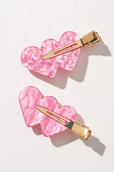 Anthropologie Effortless Glamour Crease-free Hair Clips, Set Of 2 In Pink