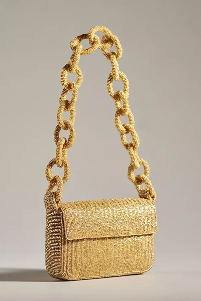 By Anthropologie The Fiona Beaded Bag: Chain Edition In Gold