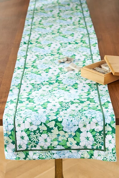 Anthropologie Lyla Double-sided Table Runner In Green