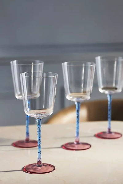 Anthropologie Margot Wine Glasses, Set Of 4 In Blue