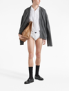 Prada Triangle Logo Short-sleeved Shirt In Bianco