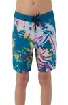 O'neill Kids' Hyperfreak Mysto Swim Trunks In Blue Multi