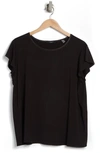 T Tahari Womens Eyelet Flutter Sleeves T-shirt In Black
