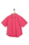 Shop Kensie Collared Boxy Button-up Top In Pink Yarrow