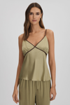 Maison Essentiele Maison Silk Contrast Trim Cami In Olive