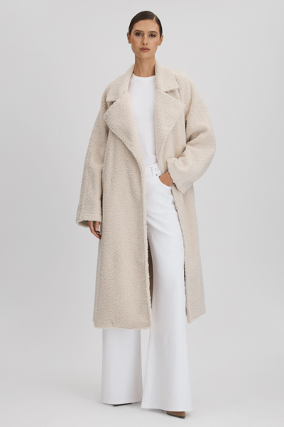 Good American Bone  Oversized Sherpa Trench Coat