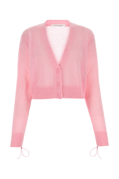 Cecilie Bahnsen Vicky V Neck Cropped Knit Cardigan In Rose