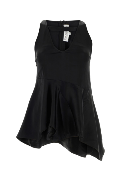 Jw Anderson Pinstripe Sleeveless Peplum Top In Black