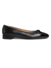 Stuart Weitzman Women's Sleek Bow Leather Ballerina Flats In Black