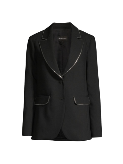 Emporio Armani Single-breasted Embellished Cady Blazer In Black