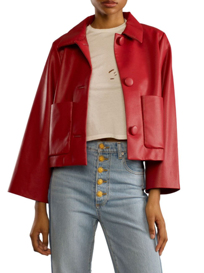 Cynthia Rowley Button-up Cropped Jacket In Red