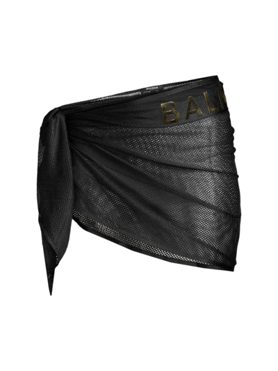 Balmain Women's Knotted Pareo In Black Gold