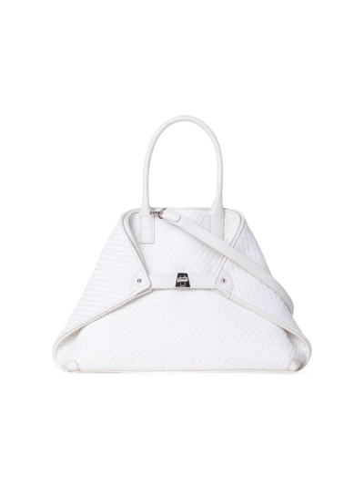 Akris Women's Ai Small Braided Leather Convertible Bag In White
