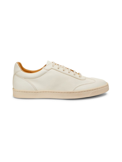 Brunello Cucinelli Men's Leather Low-top Sneakers In White