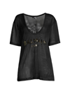 BALMAIN WOMEN'S LOGO MESH T-SHIRT