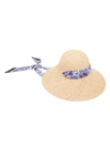ETRO WOMEN'S PAISLEY SILK RIBBON-TRIMMED RAFFIA HAT
