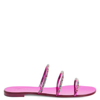 Giuseppe Zanotti Dark Colourful Rhinestone-embellished Sandals In Fucsia