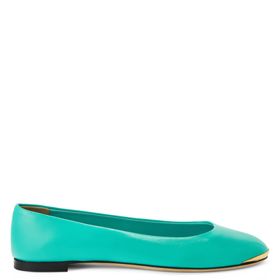 Giuseppe Zanotti Amour Leather Ballerina Shoes In Green