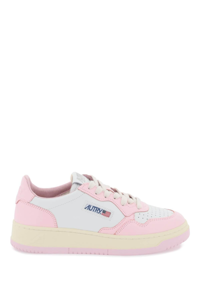 Autry Leather Medalist Low Sneakers In White,pink