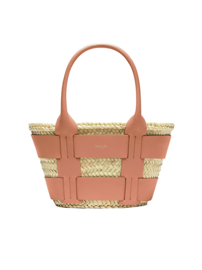 Demellier Women's Mini Santorini Raffia & Leather Basket Bag In Coral