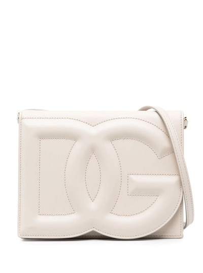 Dolce & Gabbana Dg Logo Leather Crossbody Bag In Sand