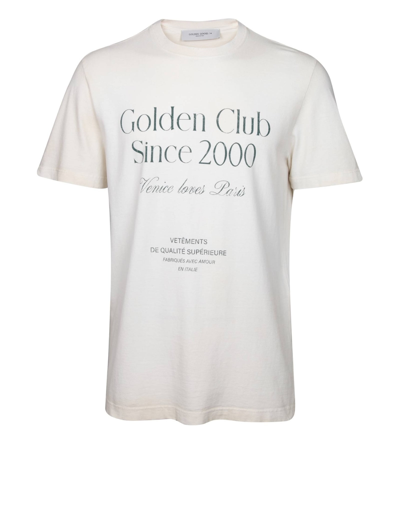 Golden Goose Golden T-shirt In Cotton Jersey Colour Off White In White/green