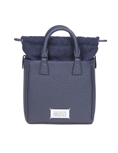 Maison Margiela 5c Vertical Tote Bag In Blue Leather In Azul
