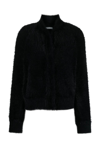 Alberta Ferretti Brushed-effect Press-stud Cardigan In Nero