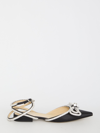 Mach &amp; Mach Black Satin Double Bow Ballerinas In Black