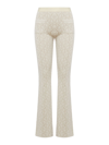 Palm Angels Monogram Jacquard Knit Trousers In Off White Beige