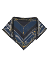 VERSACE TRIANGLE FOULARD 130X60 SIDE 90 NAUTICAL PRINT BIO SILK TWILL ACCESSORY