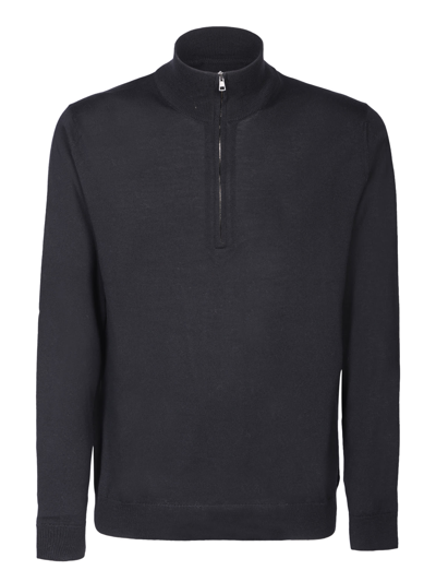 ZANONE MID-ZIP BLACK PULLOVER