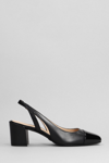 Stuart Weitzman 'sleek' Black Slingback Pumps With Block Heel In Black