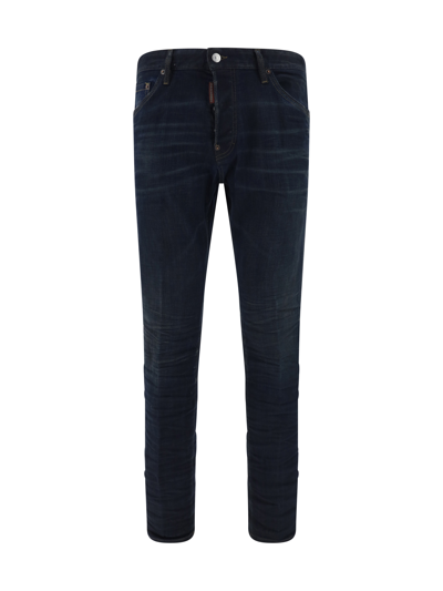 Dsquared2 Mid-rise Straight Fit Denim Trousers In Blue