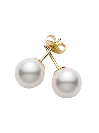 Mikimoto Women's Essential Elements 18k Yellow Gold & 6mm White Cultured Pearl Stud Earrings