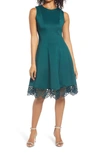 Donna Ricco Sleeveless Fit & Flare Dress In Green