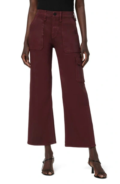 Hudson Rosie High-rise Cargo Wide Leg Jeans In Coated Bordeaux