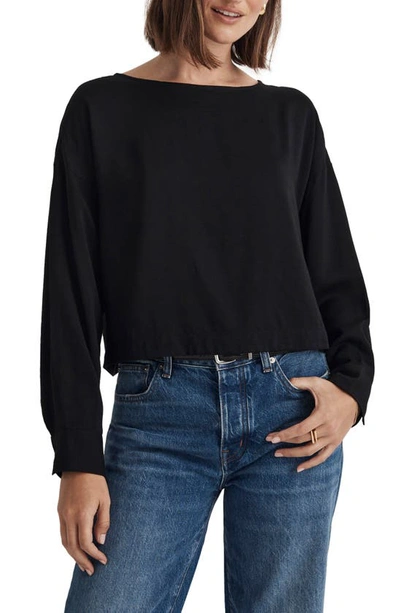 Madewell Relaxed Tulip-back Crop Top In True Black