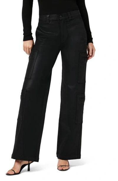Hudson High-rise Welt Pocket Wide Leg Cargo In Coated Black Beauty
